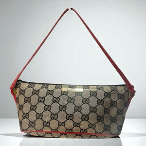 Women's Gucci Monogram Shoulder Bag Brown/Red One Size